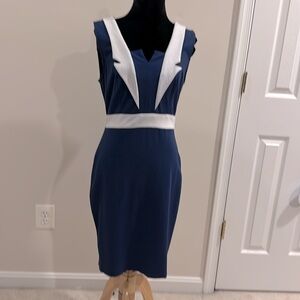 Blue dress with white details